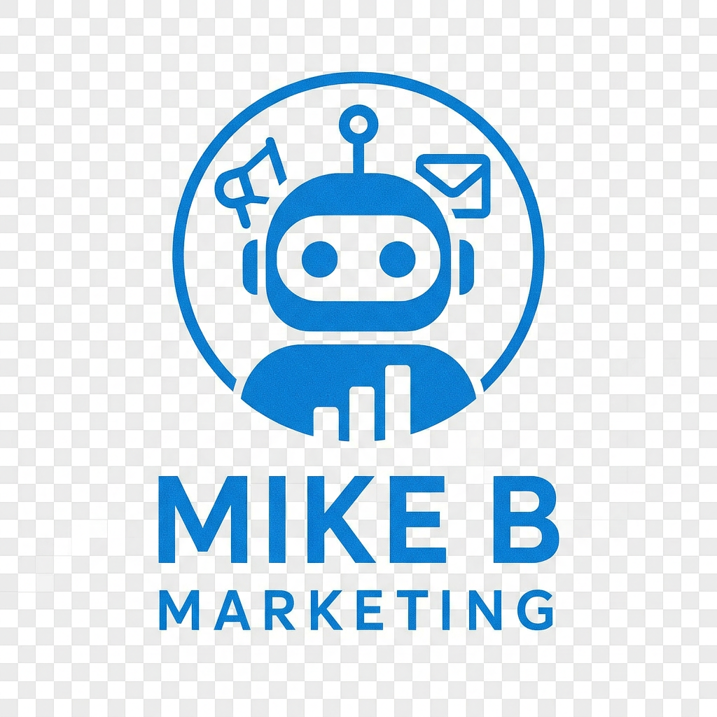 Mike B Marketing robot mascot logo